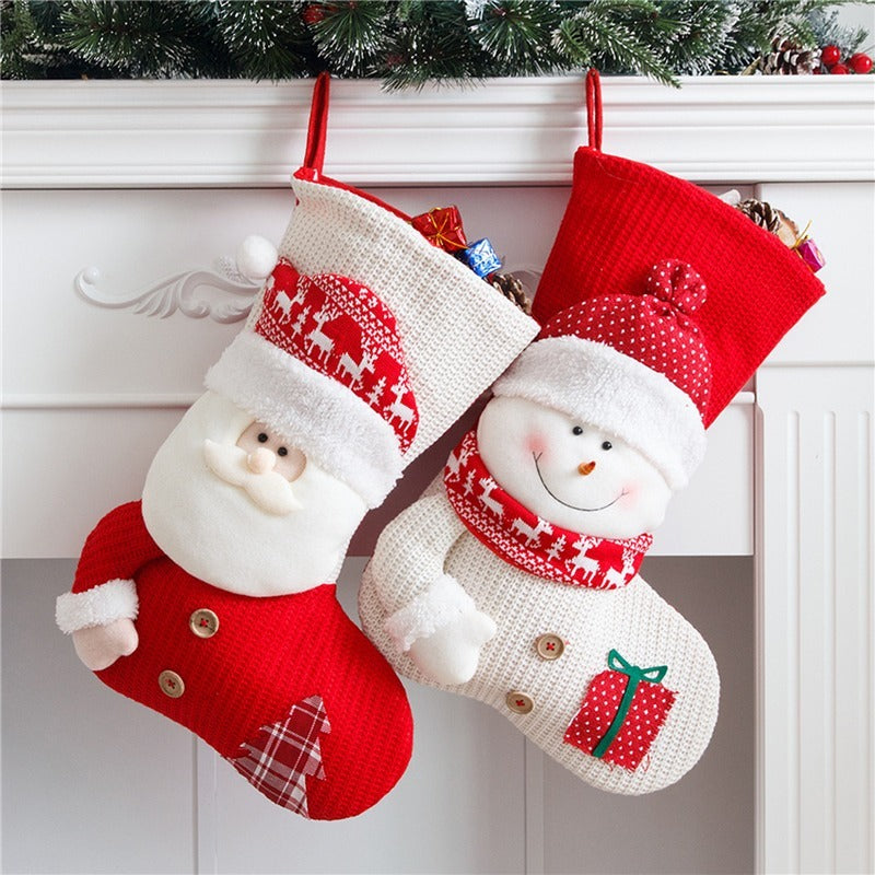 Large Red & White Knitted Christmas Stocking