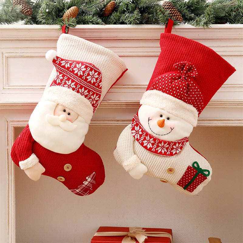 Large Red & White Knitted Christmas Stocking