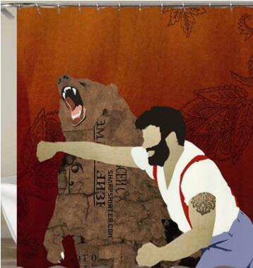 Afro‑Girl Retro 3D Polyester Shower Curtain (with Hooks)