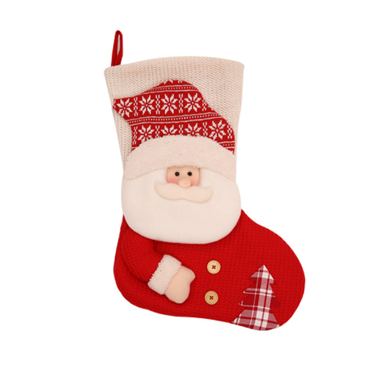 Large Red & White Knitted Christmas Stocking