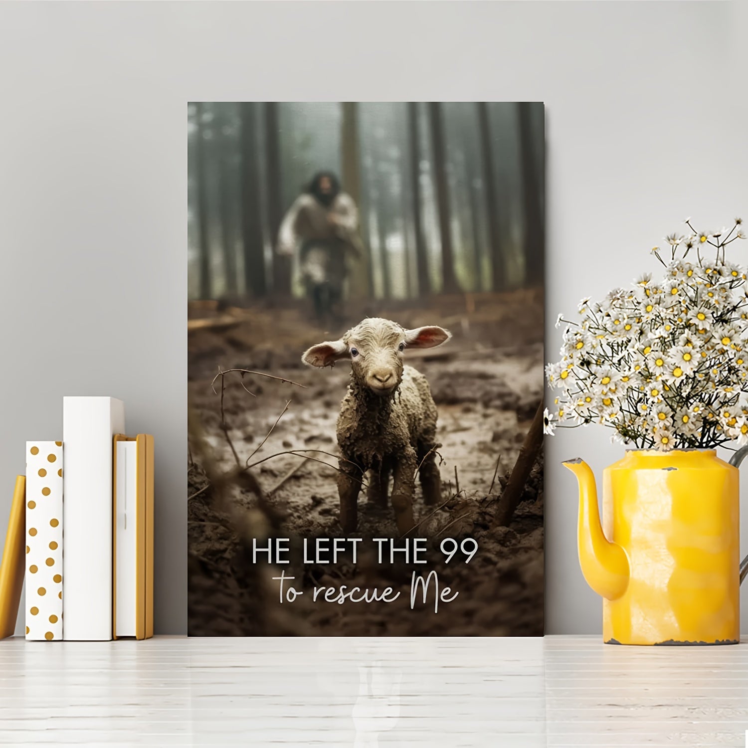“He Left the 99” – Christian Canvas Wall Art