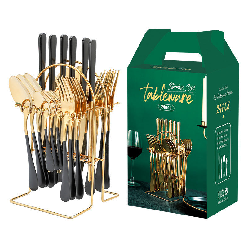 Luxury Gold Stainless Steel Cutlery Set – 24-Piece