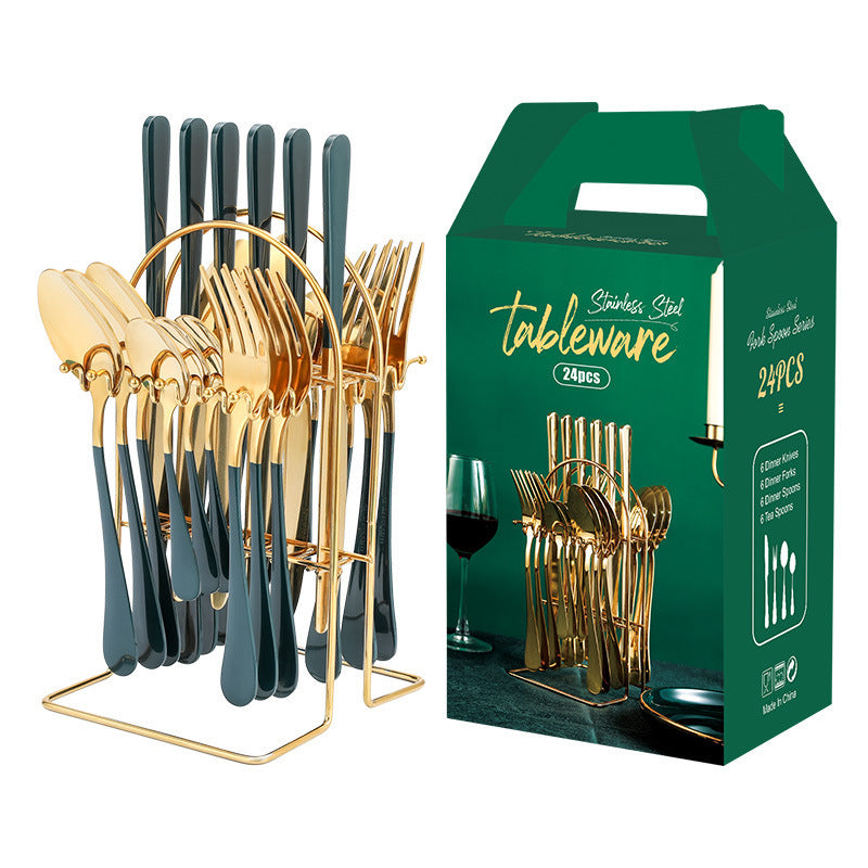 Luxury Gold Stainless Steel Cutlery Set – 24-Piece