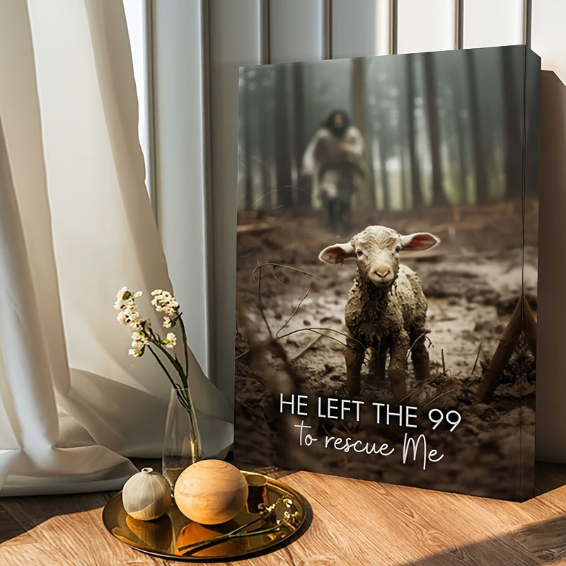 “He Left the 99” – Christian Canvas Wall Art