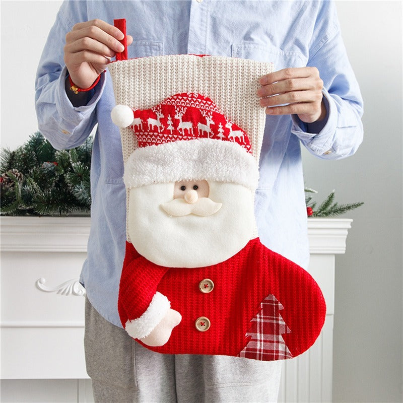 Large Red & White Knitted Christmas Stocking