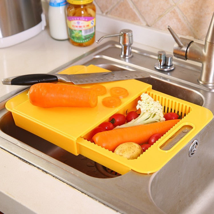 3-in-1 Multi-Function Cutting Board with Drain Basket – Space Saving Sink