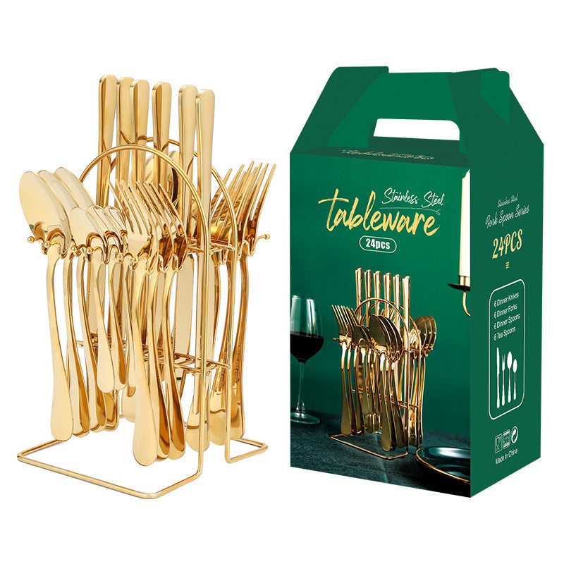 Luxury Gold Stainless Steel Cutlery Set – 24-Piece
